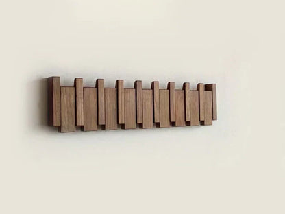 Wooden Piano Key Wall Coat Rack for Coats, Bags and Hats