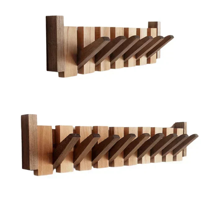 Wooden Piano Key Wall Coat Rack for Coats, Bags and Hats