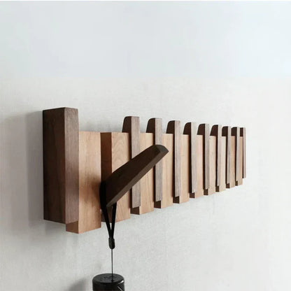Wooden Piano Key Wall Coat Rack for Coats, Bags and Hats