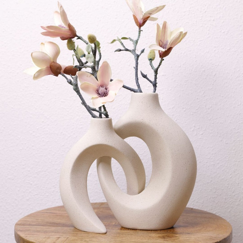 Woven Ceramic Flower Vase with Artistic Decorative Design