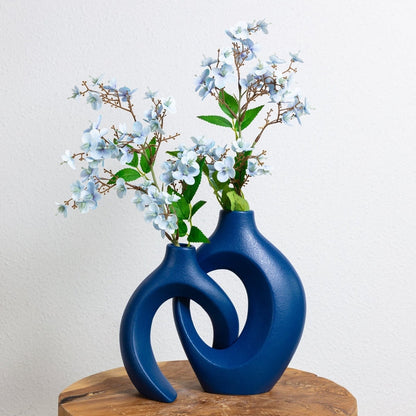 Woven Ceramic Flower Vase with Artistic Decorative Design