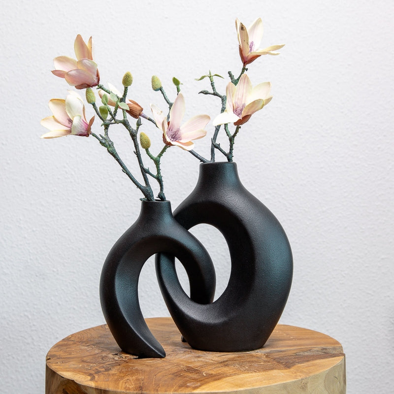 Woven Ceramic Flower Vase with Artistic Decorative Design