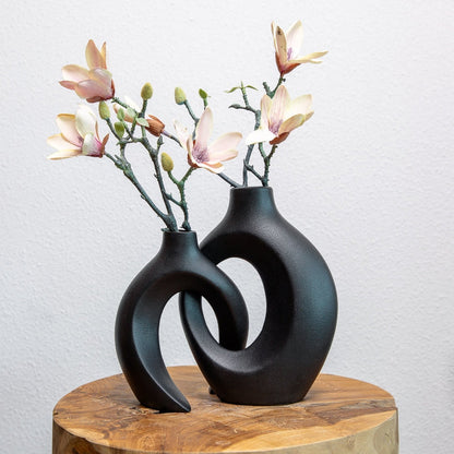 Woven Ceramic Flower Vase with Artistic Decorative Design