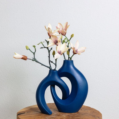Woven Ceramic Flower Vase with Artistic Decorative Design