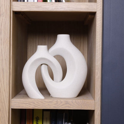 Woven Ceramic Flower Vase with Artistic Decorative Design