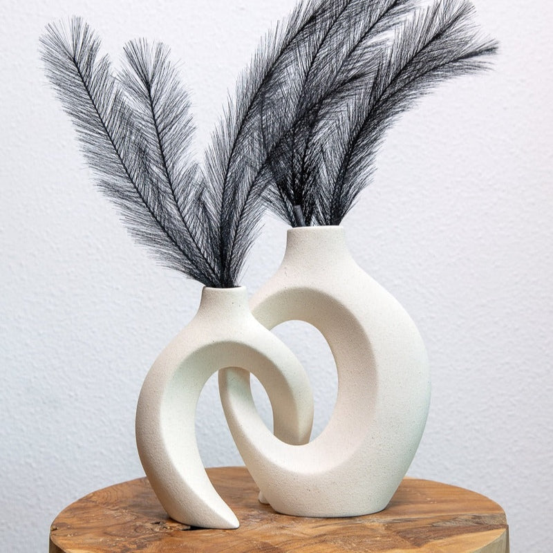 Woven Ceramic Flower Vase with Artistic Decorative Design