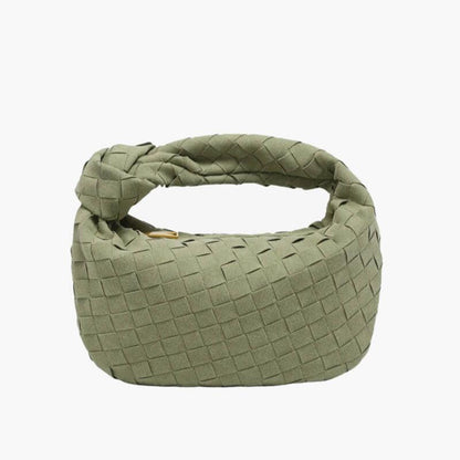 Zambir – Women's Mini Suede Shoulder Bag with Woven Knot Design