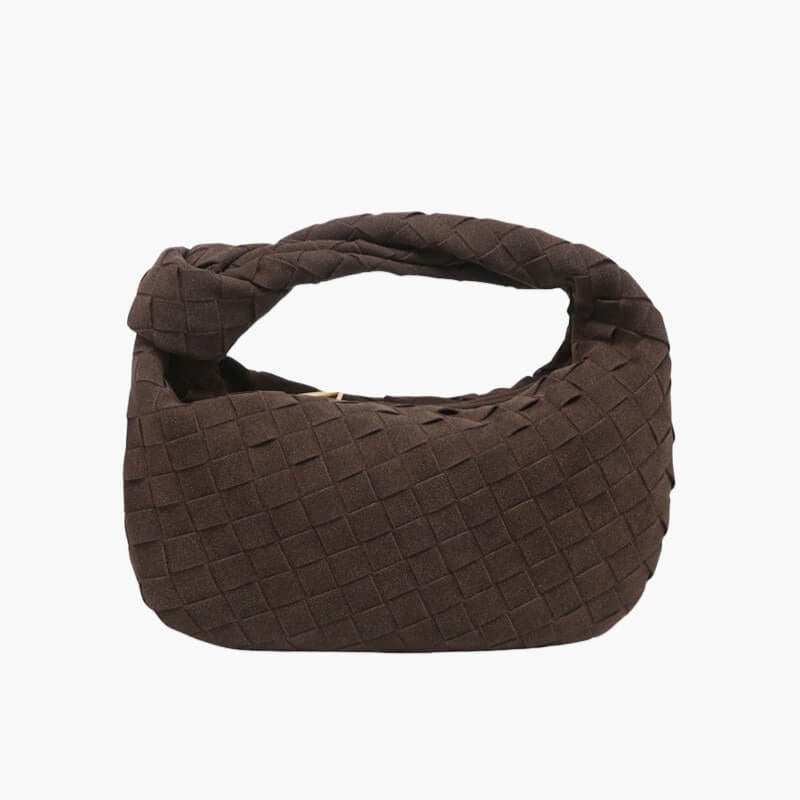 Zambir – Women's Mini Suede Shoulder Bag with Woven Knot Design