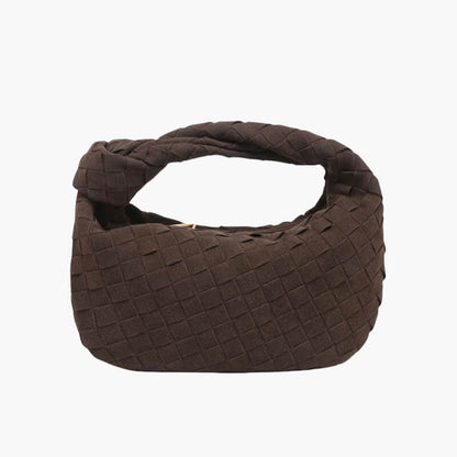 Zambir – Women's Mini Suede Shoulder Bag with Woven Knot Design